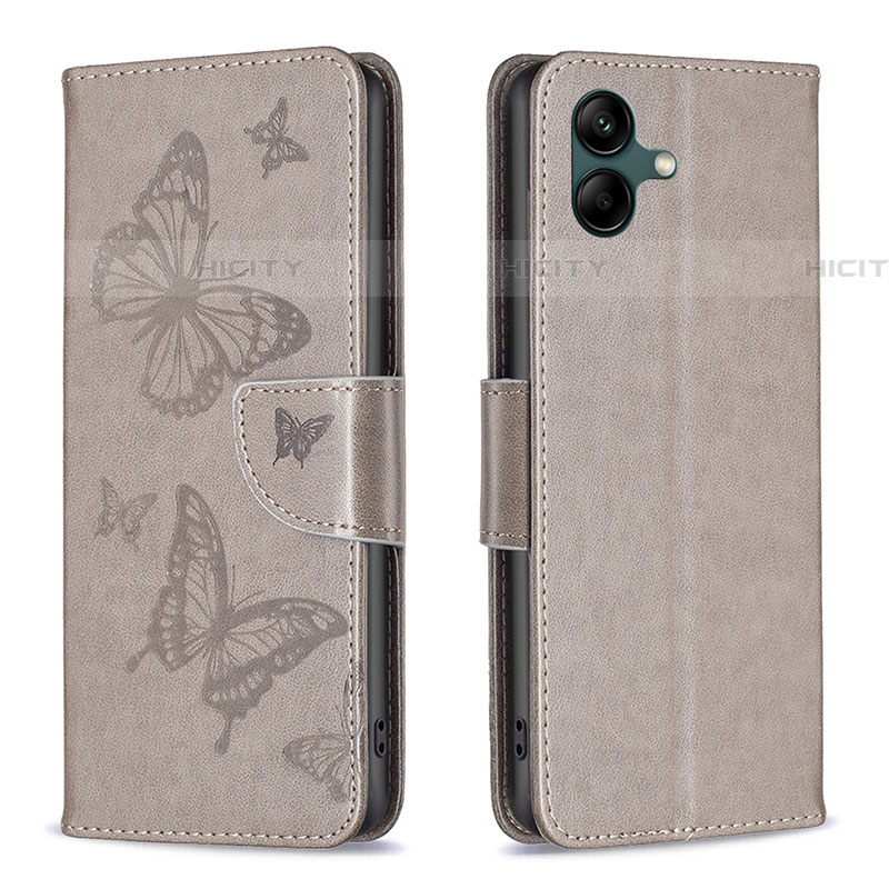 Funda de Cuero Cartera con Soporte Mariposa Carcasa B01F para Samsung Galaxy F14 5G Gris