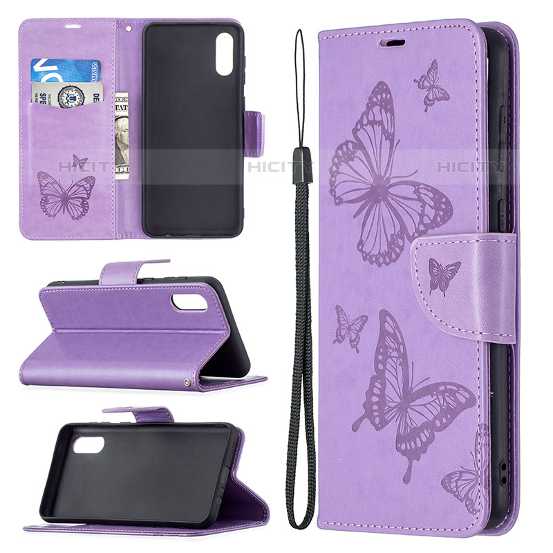 Funda de Cuero Cartera con Soporte Mariposa Carcasa B01F para Samsung Galaxy M02