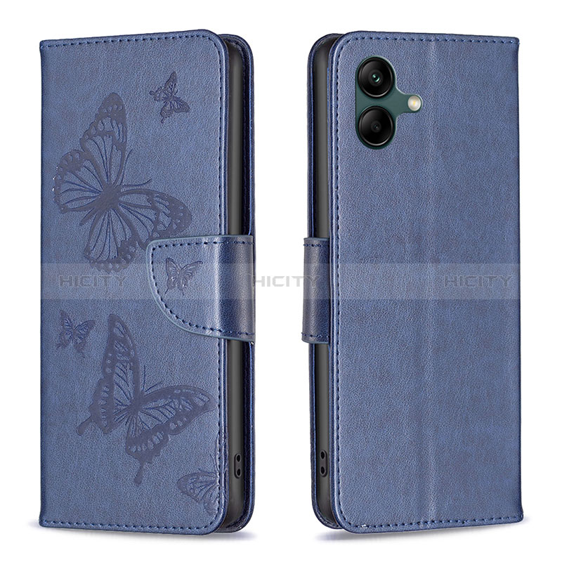 Funda de Cuero Cartera con Soporte Mariposa Carcasa B01F para Samsung Galaxy M04 Azul