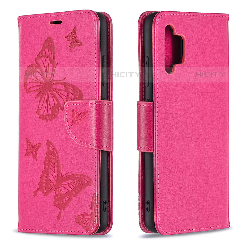 Funda de Cuero Cartera con Soporte Mariposa Carcasa B01F para Samsung Galaxy M32 5G Rosa Roja