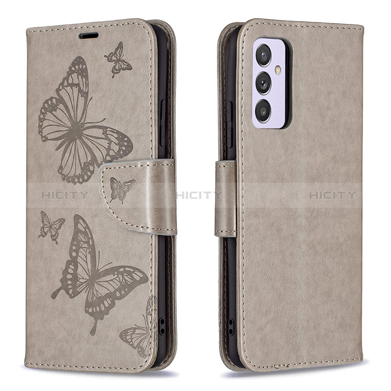 Funda de Cuero Cartera con Soporte Mariposa Carcasa B01F para Samsung Galaxy Quantum2 5G Gris