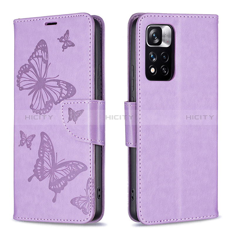 Funda de Cuero Cartera con Soporte Mariposa Carcasa B01F para Xiaomi Mi 11i 5G (2022) Purpura Claro