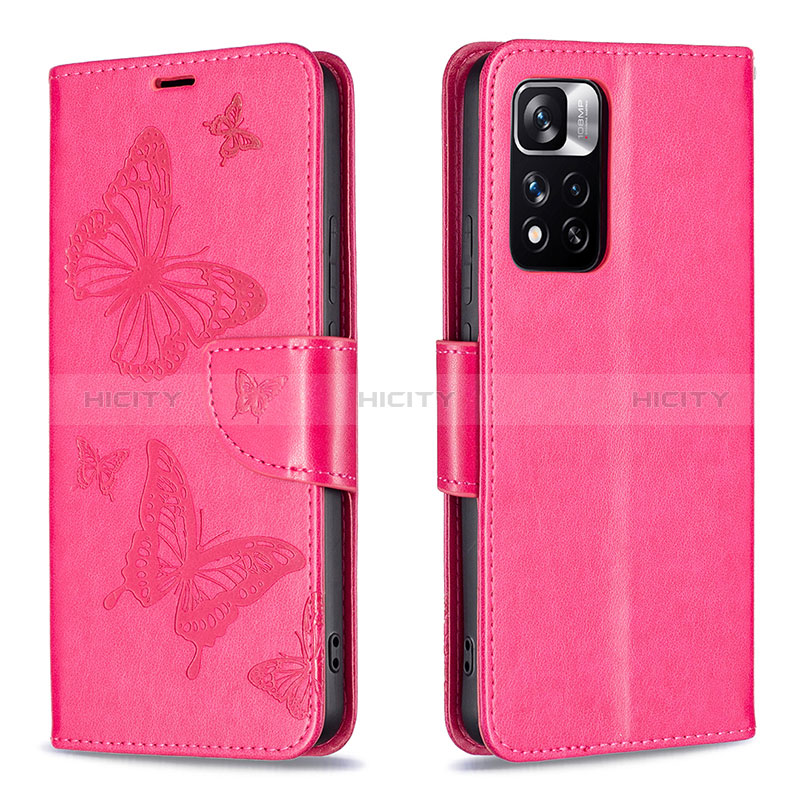 Funda de Cuero Cartera con Soporte Mariposa Carcasa B01F para Xiaomi Mi 11i 5G (2022) Rosa Roja