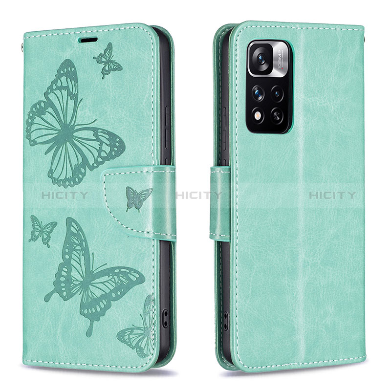 Funda de Cuero Cartera con Soporte Mariposa Carcasa B01F para Xiaomi Mi 11i 5G (2022) Verde