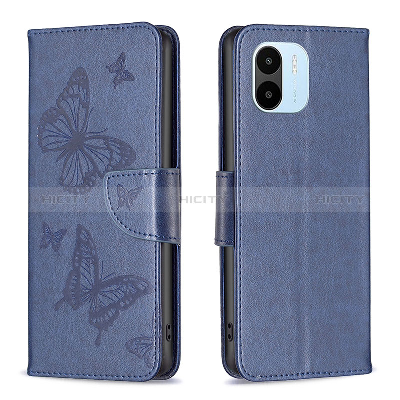 Funda de Cuero Cartera con Soporte Mariposa Carcasa B01F para Xiaomi Poco C50 Azul