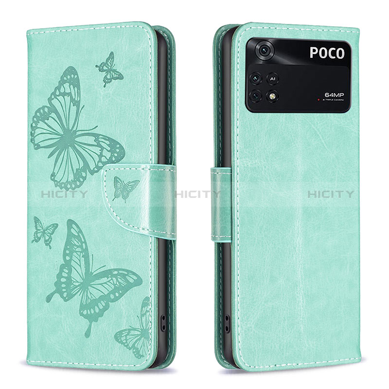 Funda de Cuero Cartera con Soporte Mariposa Carcasa B01F para Xiaomi Poco M4 Pro 4G