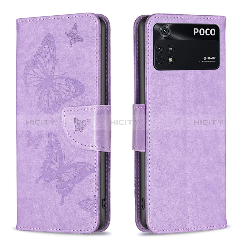 Funda de Cuero Cartera con Soporte Mariposa Carcasa B01F para Xiaomi Poco M4 Pro 4G