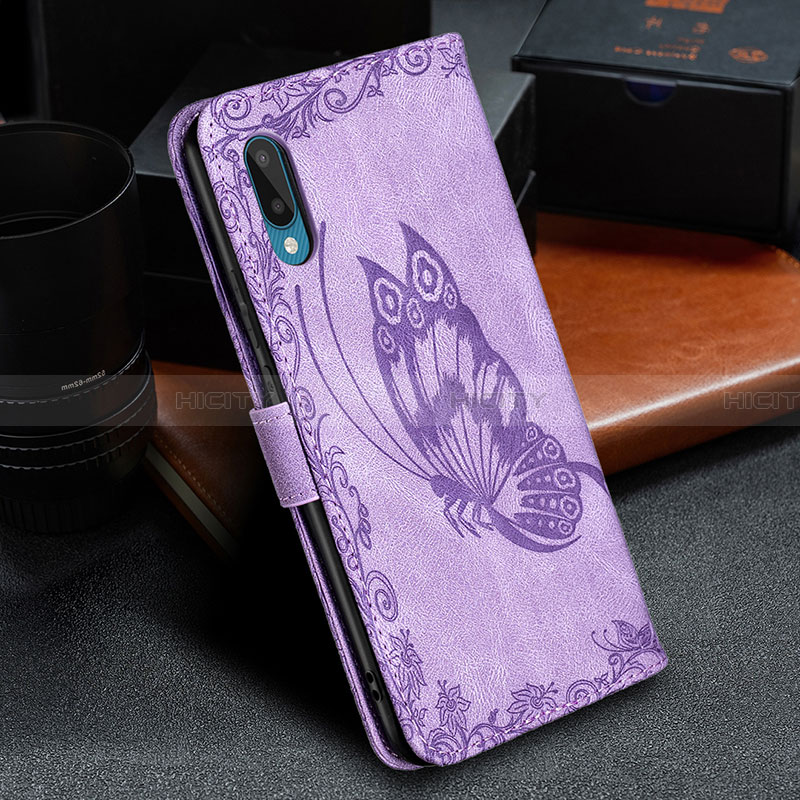 Funda de Cuero Cartera con Soporte Mariposa Carcasa B02F para Samsung Galaxy A02