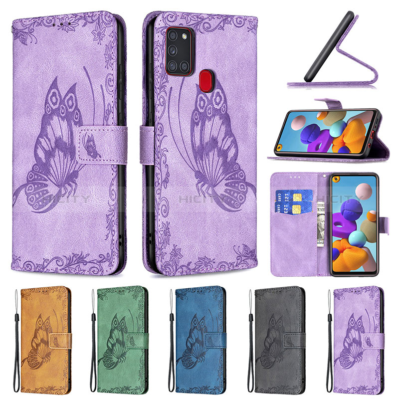 Funda de Cuero Cartera con Soporte Mariposa Carcasa B02F para Samsung Galaxy A21s