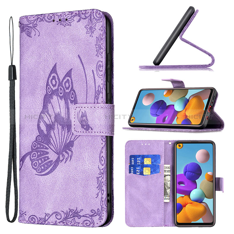 Funda de Cuero Cartera con Soporte Mariposa Carcasa B02F para Samsung Galaxy A21s