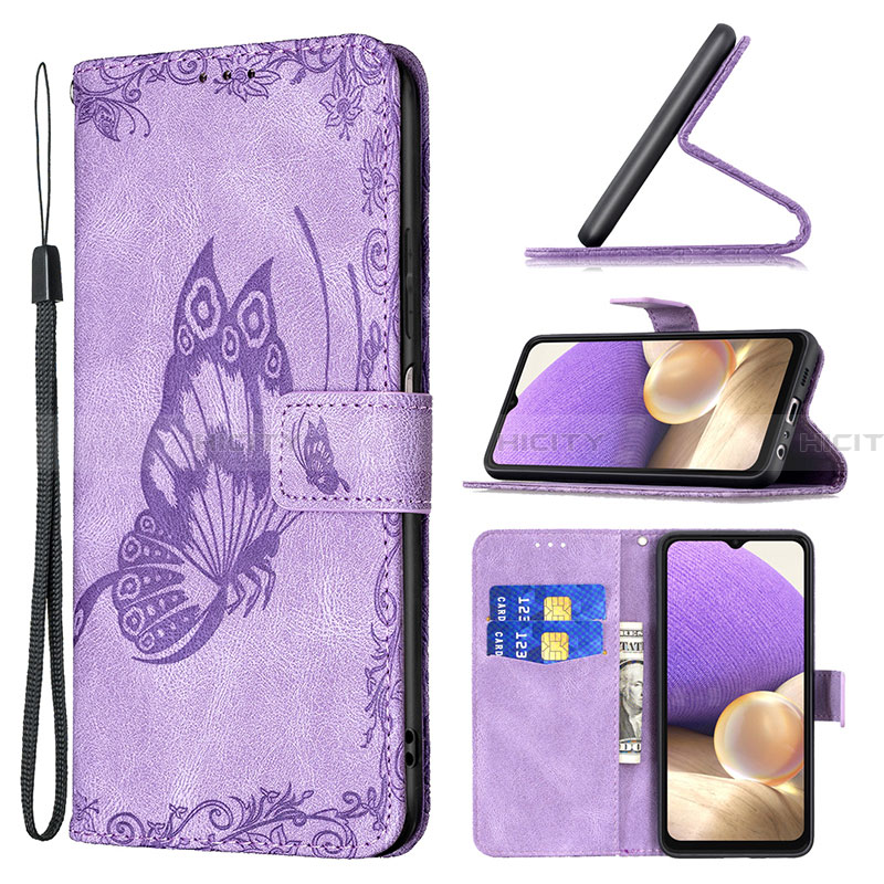 Funda de Cuero Cartera con Soporte Mariposa Carcasa B02F para Samsung Galaxy A32 4G