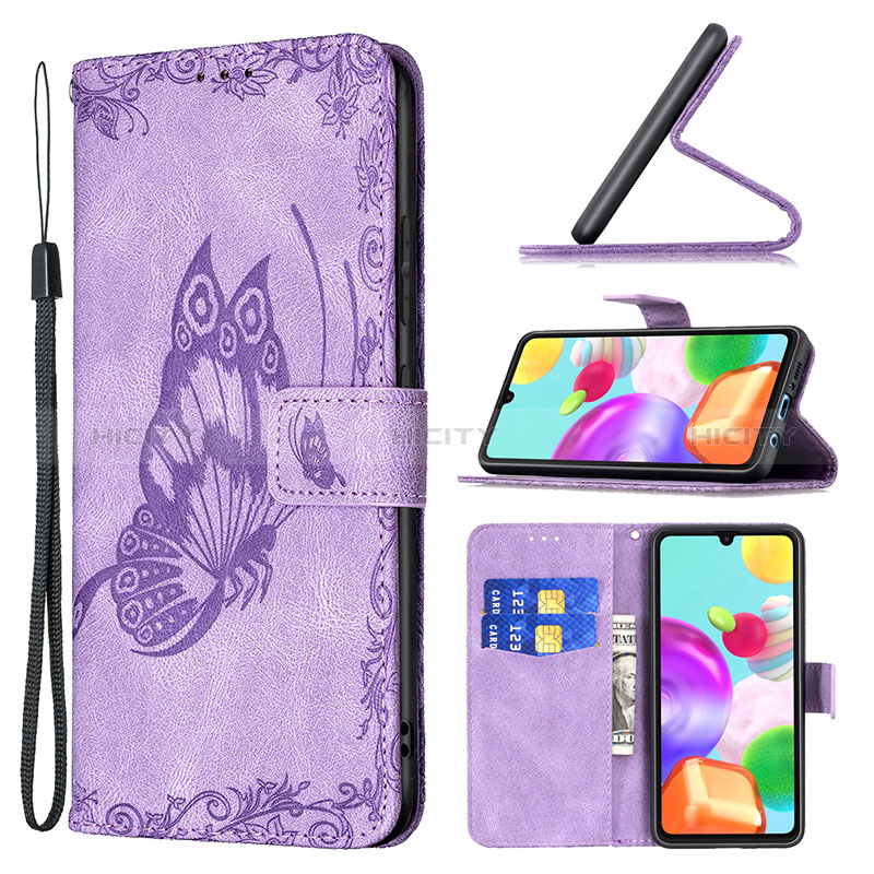 Funda de Cuero Cartera con Soporte Mariposa Carcasa B02F para Samsung Galaxy A41