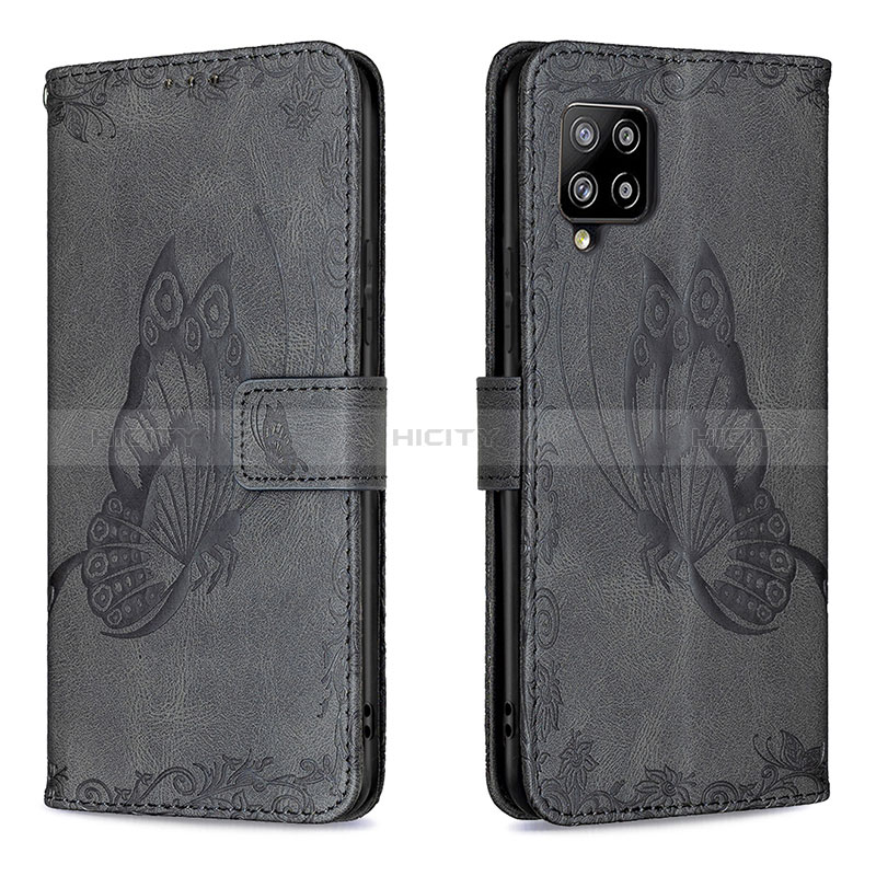 Funda de Cuero Cartera con Soporte Mariposa Carcasa B02F para Samsung Galaxy A42 5G Negro