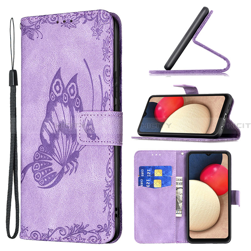 Funda de Cuero Cartera con Soporte Mariposa Carcasa B02F para Samsung Galaxy F02S SM-E025F