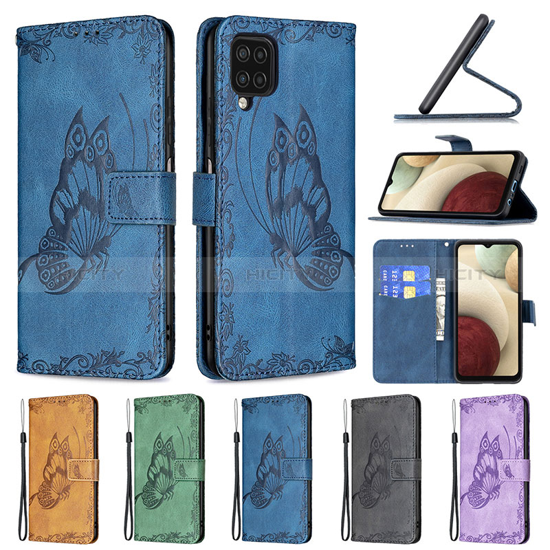 Funda de Cuero Cartera con Soporte Mariposa Carcasa B02F para Samsung Galaxy F12