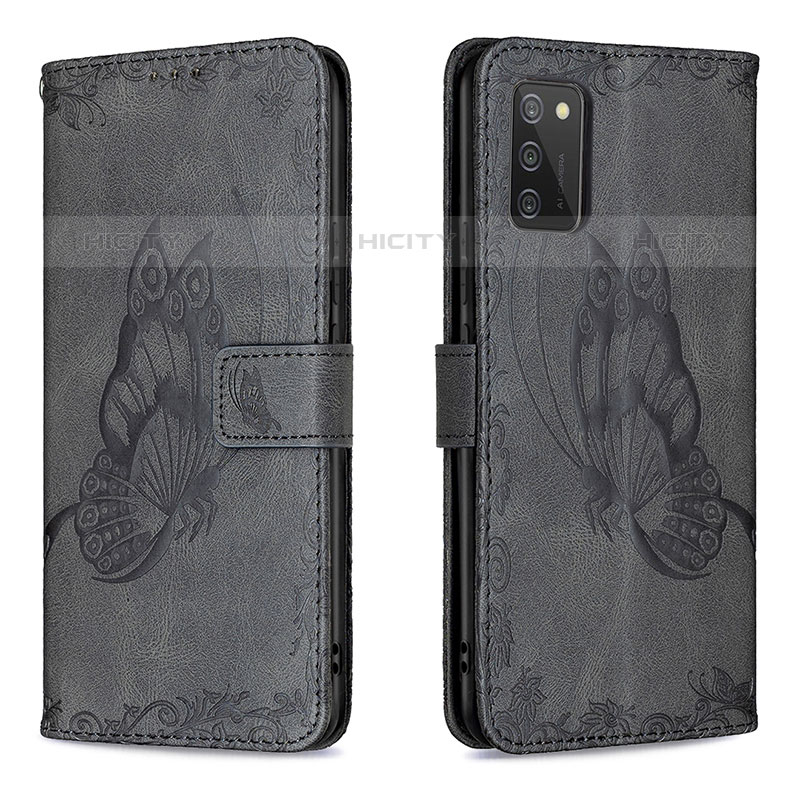 Funda de Cuero Cartera con Soporte Mariposa Carcasa B02F para Samsung Galaxy M02s Negro