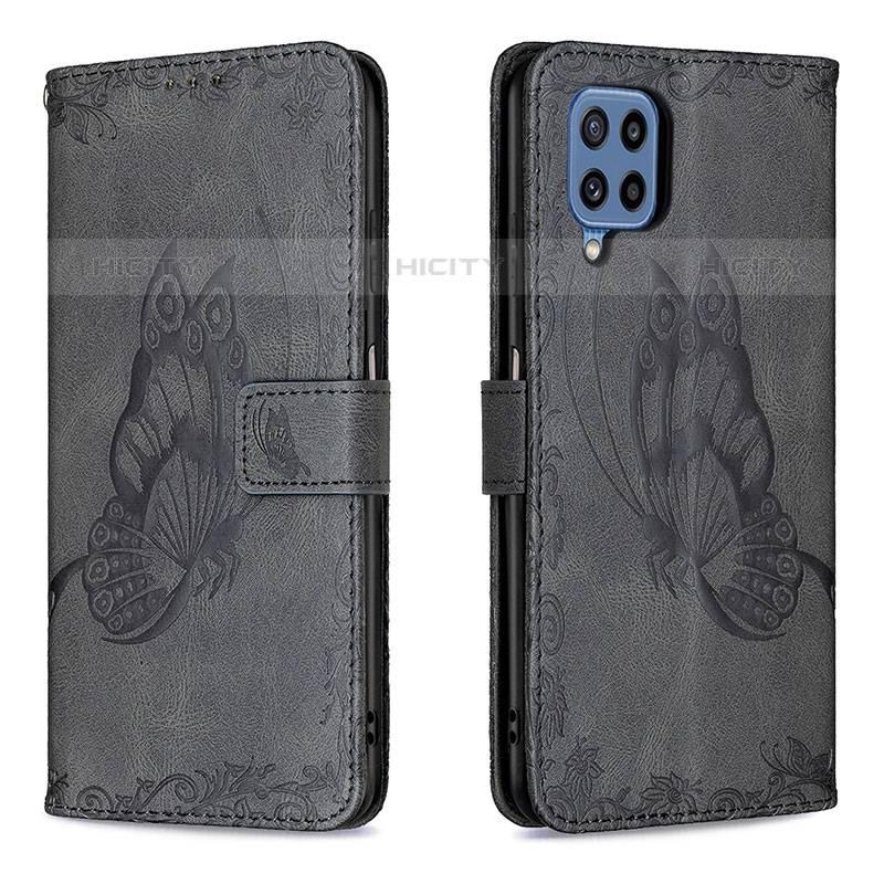 Funda de Cuero Cartera con Soporte Mariposa Carcasa B02F para Samsung Galaxy M32 4G Negro