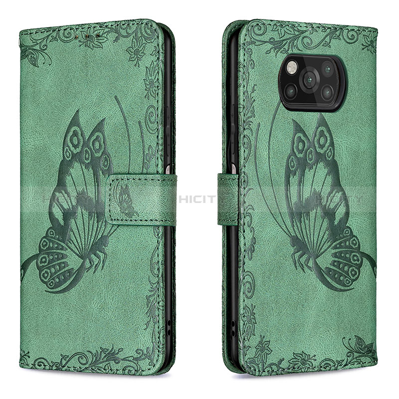 Funda de Cuero Cartera con Soporte Mariposa Carcasa B02F para Xiaomi Poco X3 NFC