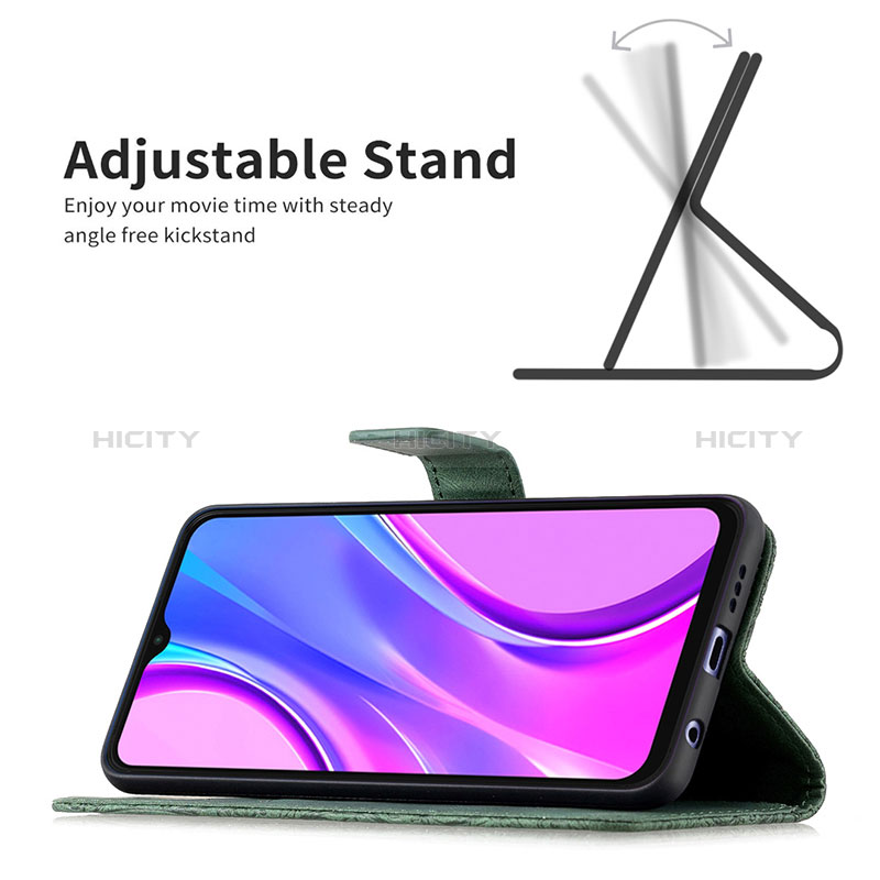 Funda de Cuero Cartera con Soporte Mariposa Carcasa B02F para Xiaomi Redmi 9