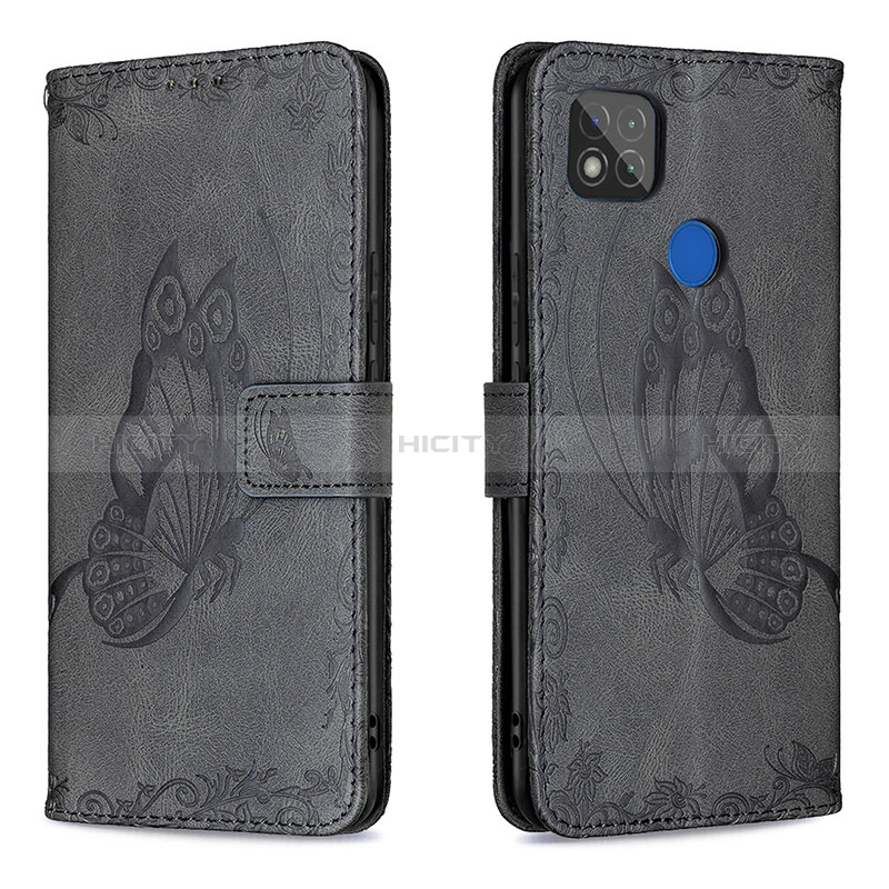 Funda de Cuero Cartera con Soporte Mariposa Carcasa B02F para Xiaomi Redmi 9 India