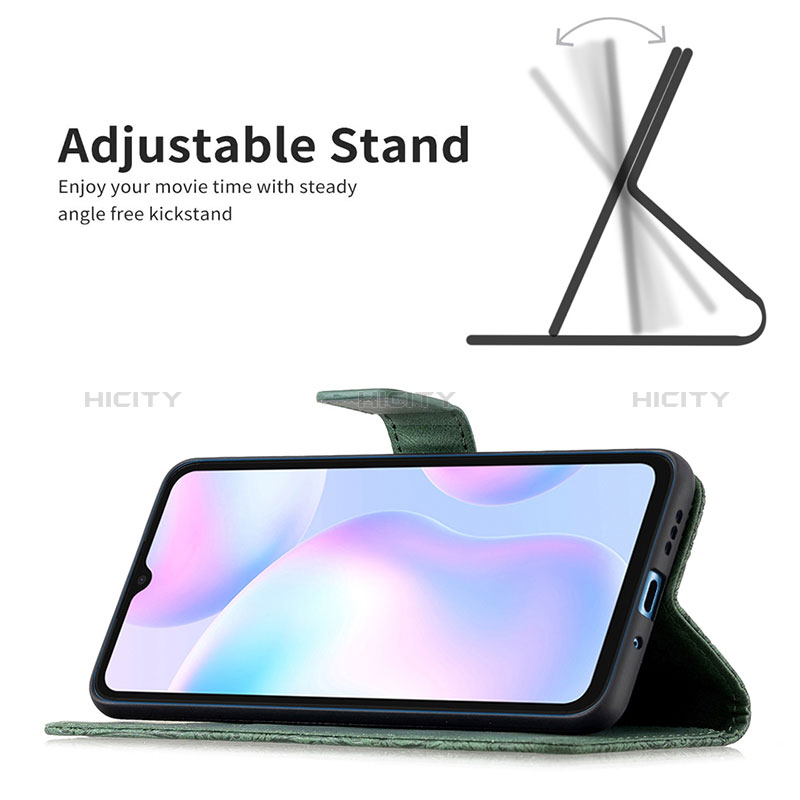 Funda de Cuero Cartera con Soporte Mariposa Carcasa B02F para Xiaomi Redmi 9A