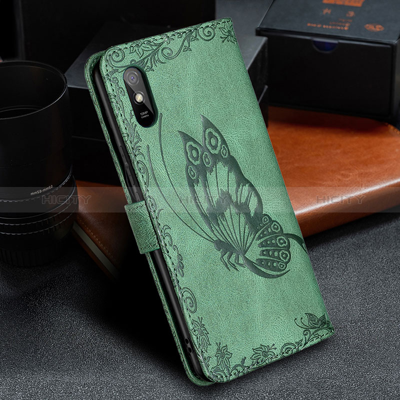 Funda de Cuero Cartera con Soporte Mariposa Carcasa B02F para Xiaomi Redmi 9i