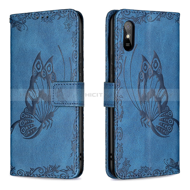 Funda de Cuero Cartera con Soporte Mariposa Carcasa B02F para Xiaomi Redmi 9i