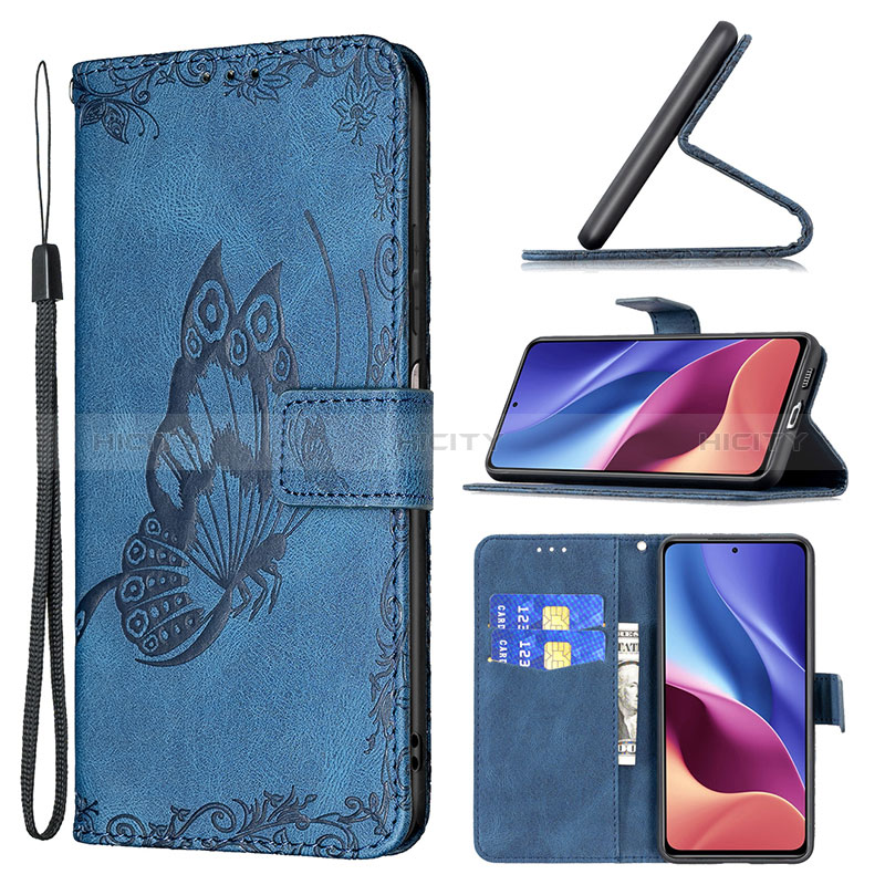 Funda de Cuero Cartera con Soporte Mariposa Carcasa B02F para Xiaomi Redmi K40 5G