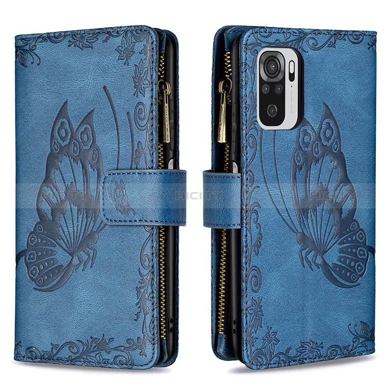 Funda de Cuero Cartera con Soporte Mariposa Carcasa B02F para Xiaomi Redmi Note 10 4G