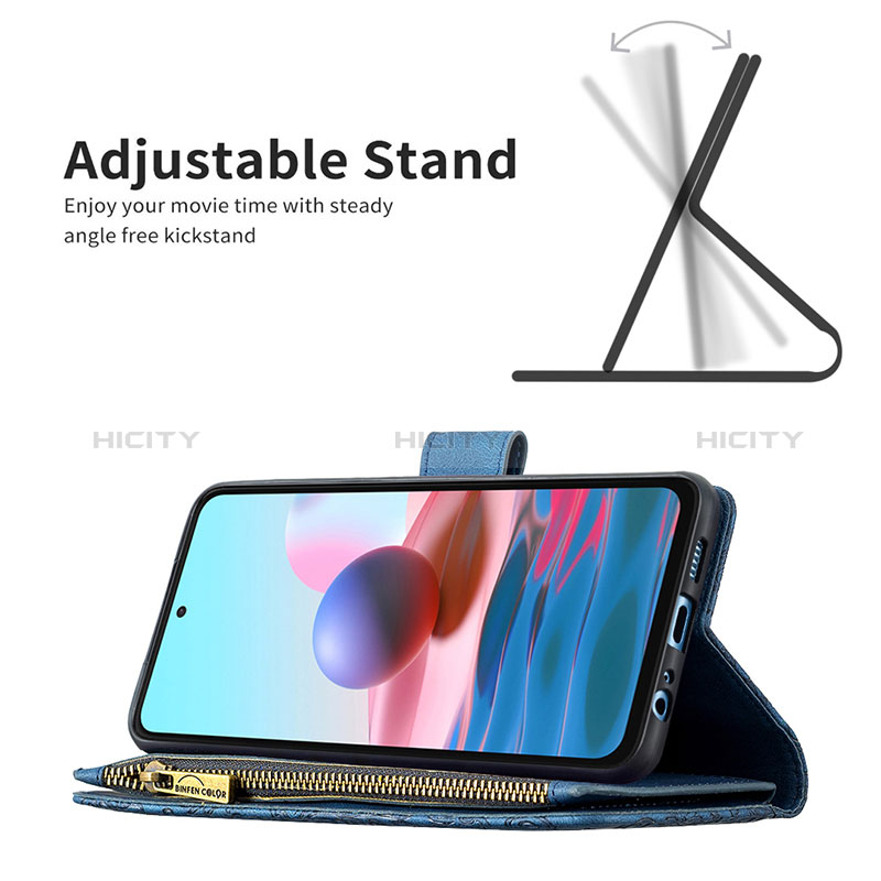 Funda de Cuero Cartera con Soporte Mariposa Carcasa B02F para Xiaomi Redmi Note 10 4G