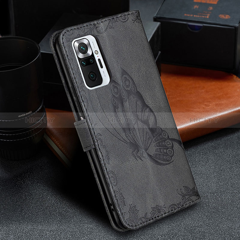 Funda de Cuero Cartera con Soporte Mariposa Carcasa B02F para Xiaomi Redmi Note 10 Pro 4G