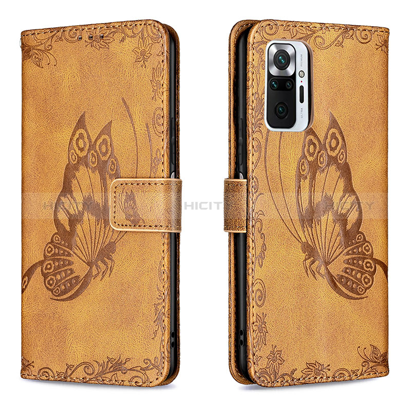 Funda de Cuero Cartera con Soporte Mariposa Carcasa B02F para Xiaomi Redmi Note 10 Pro 4G