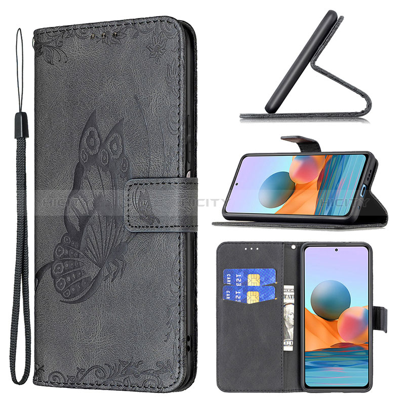 Funda de Cuero Cartera con Soporte Mariposa Carcasa B02F para Xiaomi Redmi Note 10 Pro 4G