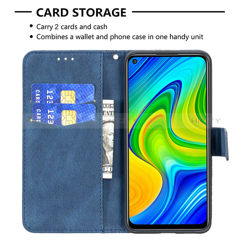 Funda de Cuero Cartera con Soporte Mariposa Carcasa B02F para Xiaomi Redmi Note 9