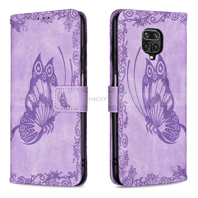 Funda de Cuero Cartera con Soporte Mariposa Carcasa B02F para Xiaomi Redmi Note 9 Pro