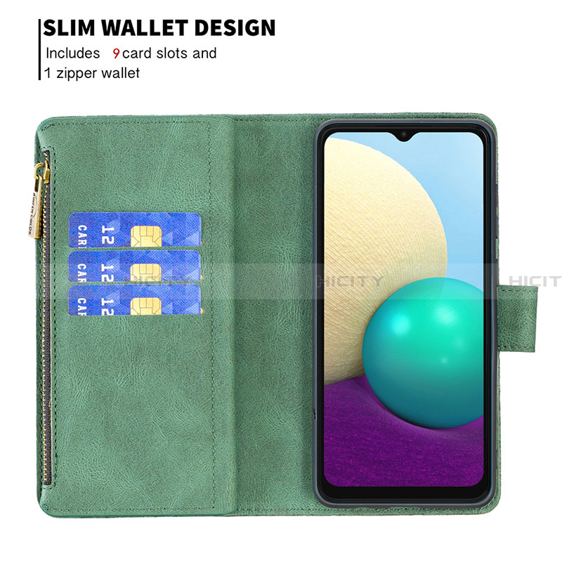 Funda de Cuero Cartera con Soporte Mariposa Carcasa B03F para Samsung Galaxy A02