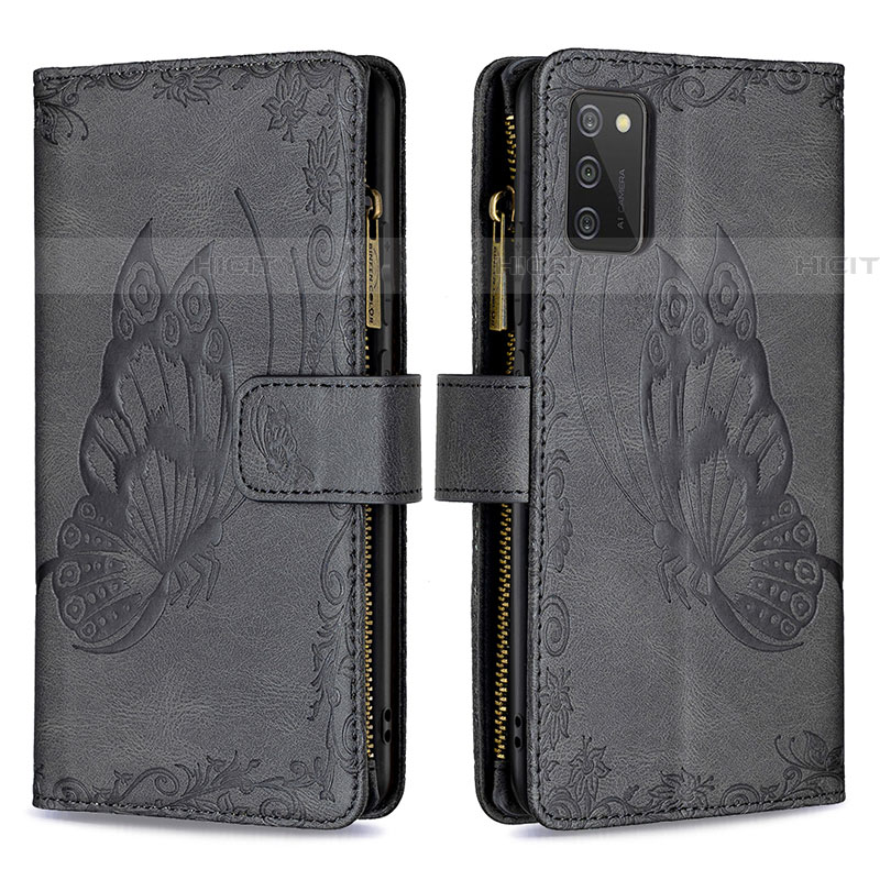 Funda de Cuero Cartera con Soporte Mariposa Carcasa B03F para Samsung Galaxy A03s Negro