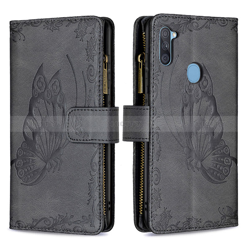 Funda de Cuero Cartera con Soporte Mariposa Carcasa B03F para Samsung Galaxy A11 Negro