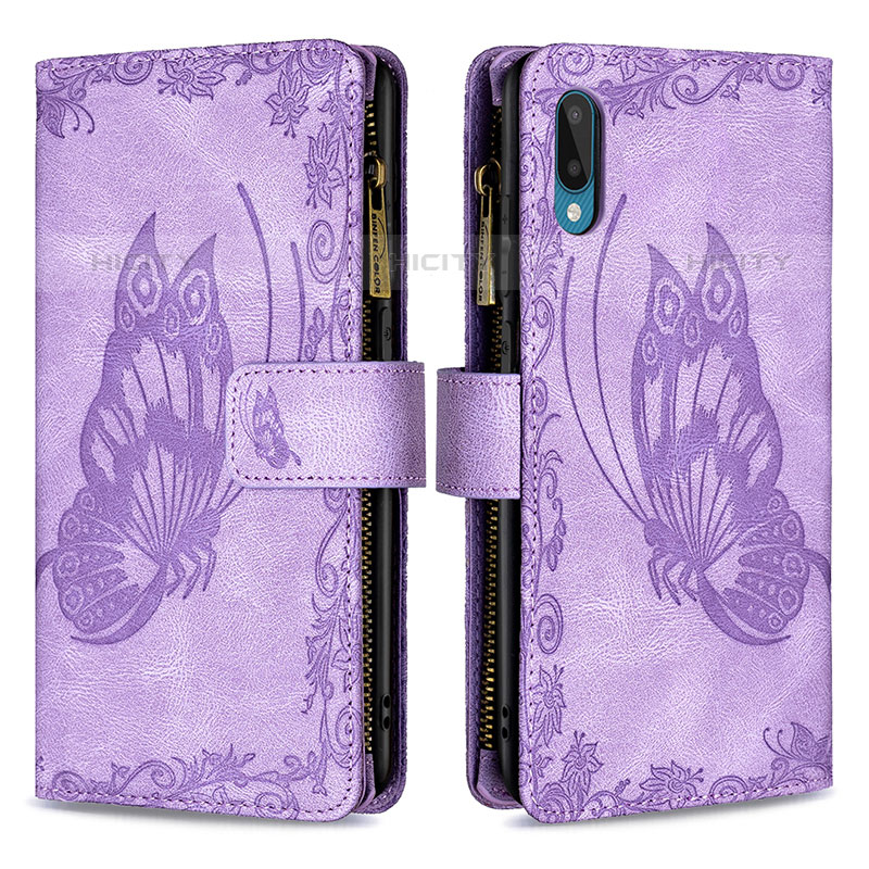 Funda de Cuero Cartera con Soporte Mariposa Carcasa B03F para Samsung Galaxy M02