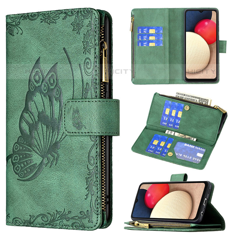 Funda de Cuero Cartera con Soporte Mariposa Carcasa B03F para Samsung Galaxy M02s