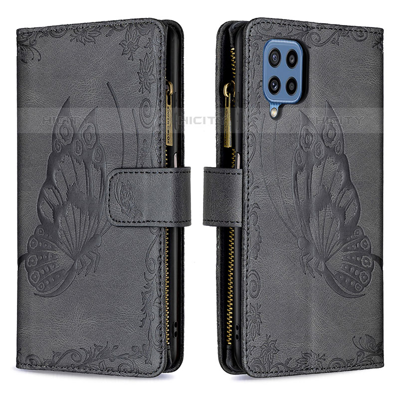 Funda de Cuero Cartera con Soporte Mariposa Carcasa B03F para Samsung Galaxy M32 4G Negro