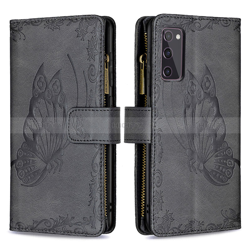 Funda de Cuero Cartera con Soporte Mariposa Carcasa B03F para Samsung Galaxy S20 FE 4G Negro