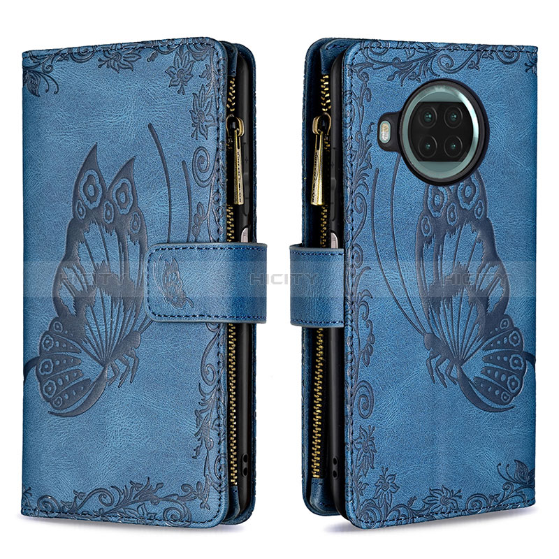 Funda de Cuero Cartera con Soporte Mariposa Carcasa B03F para Xiaomi Mi 10i 5G Azul