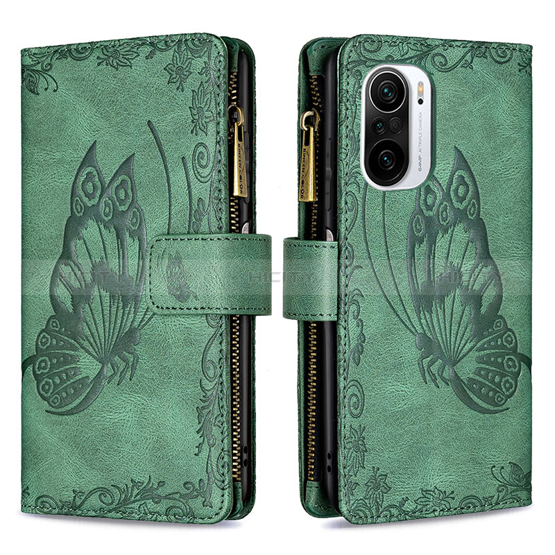 Funda de Cuero Cartera con Soporte Mariposa Carcasa B03F para Xiaomi Mi 11X 5G Verde