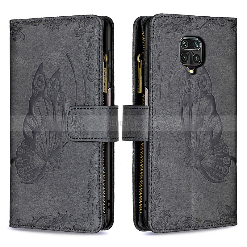 Funda de Cuero Cartera con Soporte Mariposa Carcasa B03F para Xiaomi Poco M2 Pro Negro