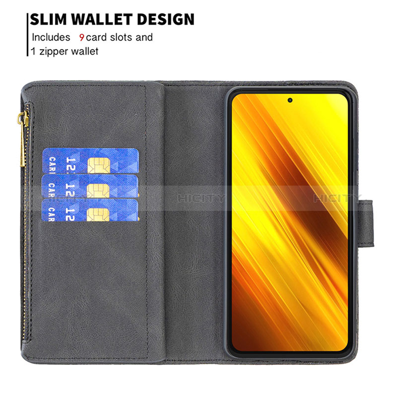 Funda de Cuero Cartera con Soporte Mariposa Carcasa B03F para Xiaomi Poco X3 Pro