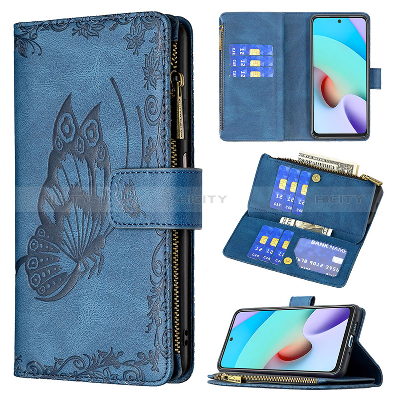 Funda de Cuero Cartera con Soporte Mariposa Carcasa B03F para Xiaomi Redmi 10 4G