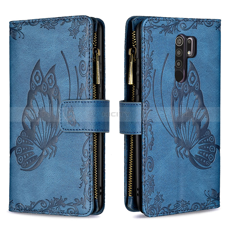 Funda de Cuero Cartera con Soporte Mariposa Carcasa B03F para Xiaomi Redmi 9