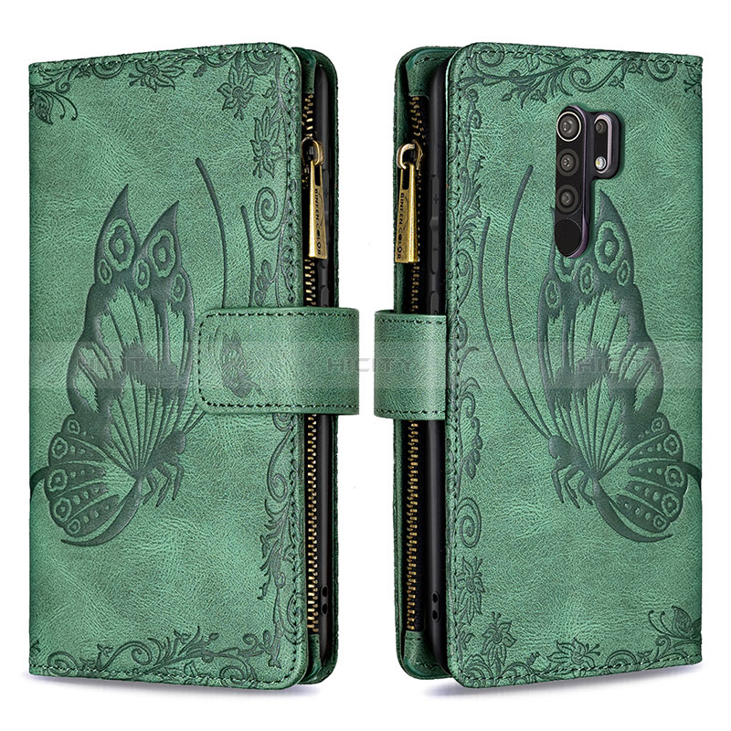 Funda de Cuero Cartera con Soporte Mariposa Carcasa B03F para Xiaomi Redmi 9