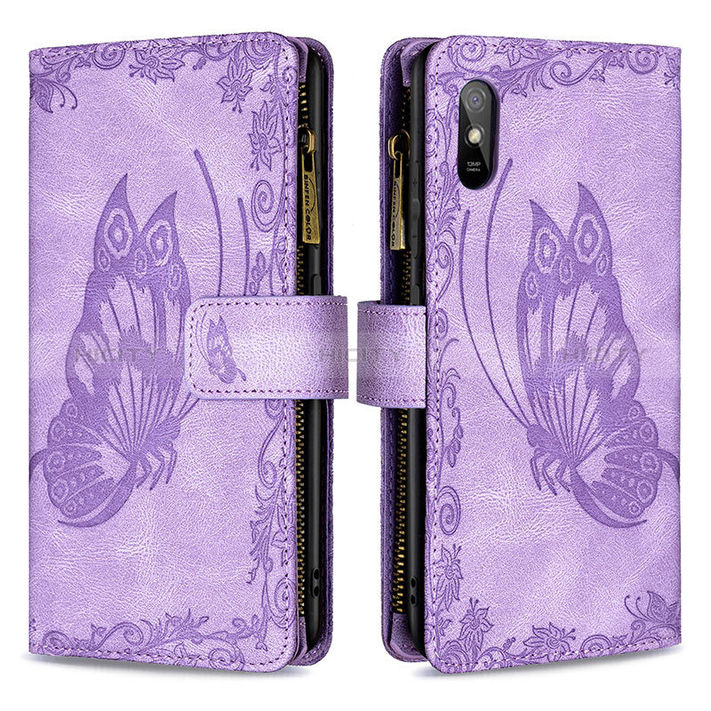 Funda de Cuero Cartera con Soporte Mariposa Carcasa B03F para Xiaomi Redmi 9A